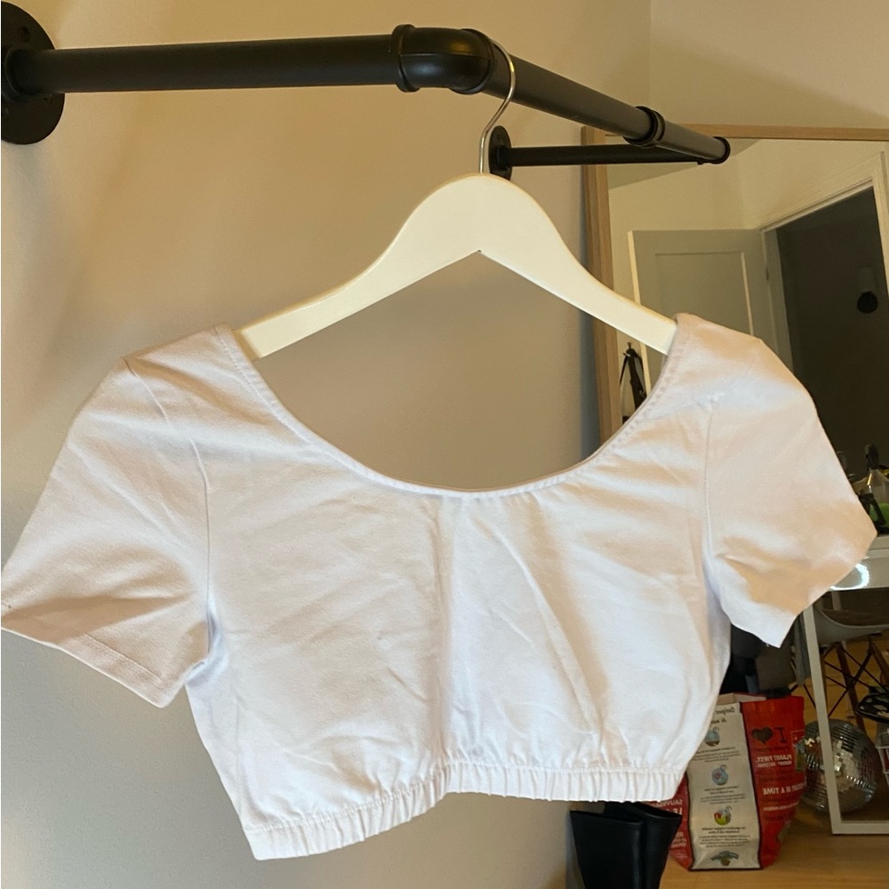 White cropped top